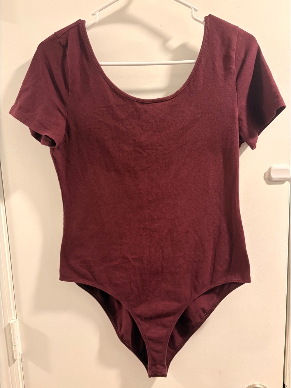 Burgundy Short Sleeve Scoop Neck Bodysuit